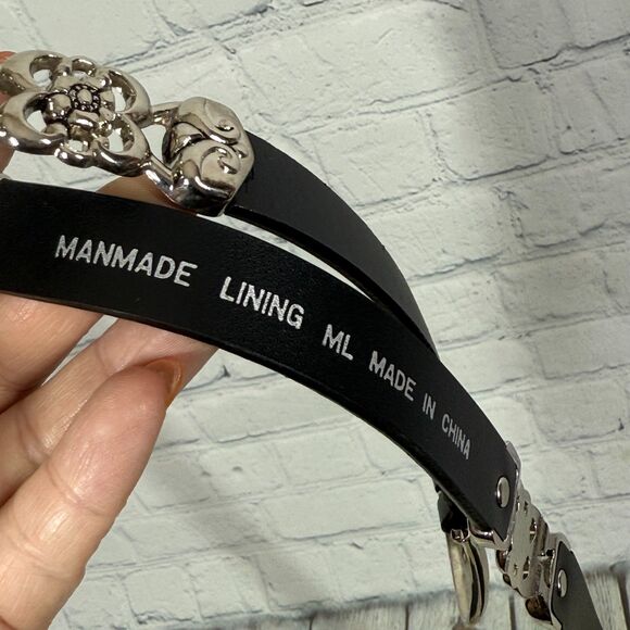 Western Geuine Leather Belt Large Set Black Brown Silver Brass Buckle Western - Picture 11 of 16